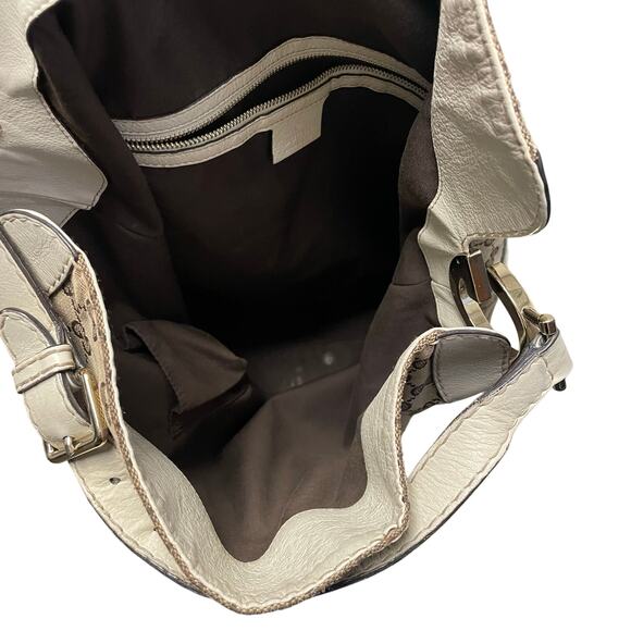 Gucci Charlotte Hobo Shoulder Bag Brown Canvas GG Monogram / Cream Leather AS IS - Picture 14 of 16